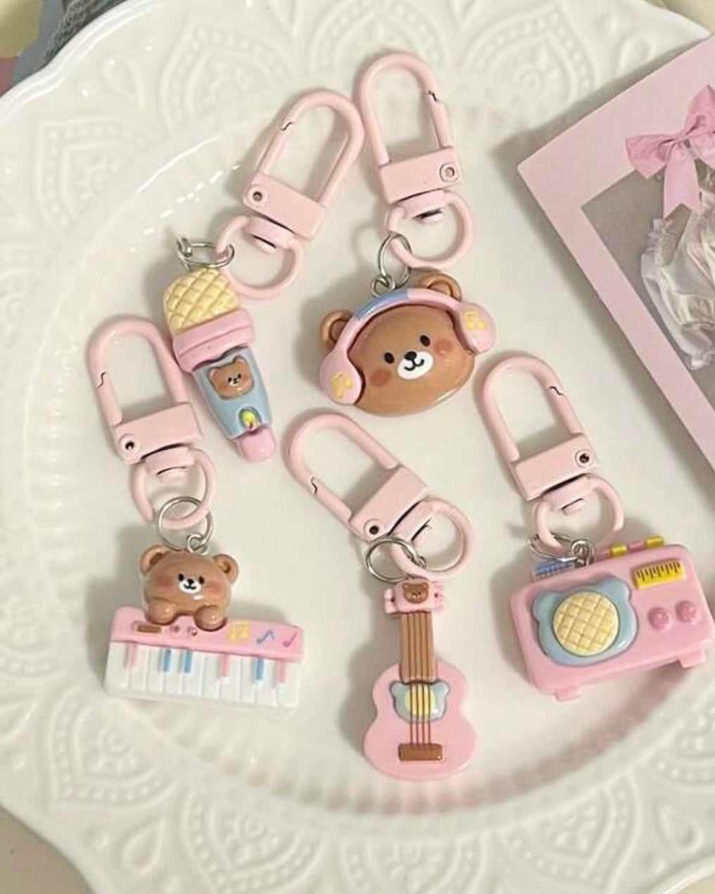 5 pcs Music Bear Bag Charms Set