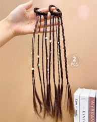 2pcs Fashionable Colorful Synthetic Hair Scrunchies For Girls