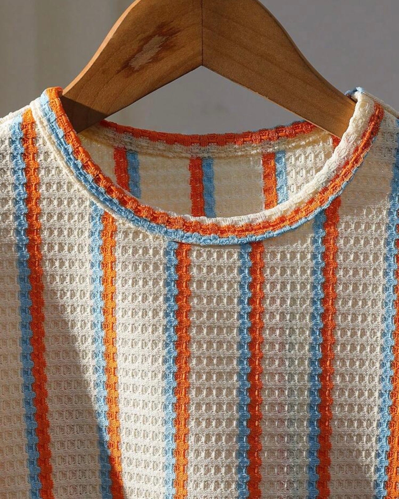 Boys Orange Waffle Stripe 2pcs Summer Set – T-Shirt & Shorts