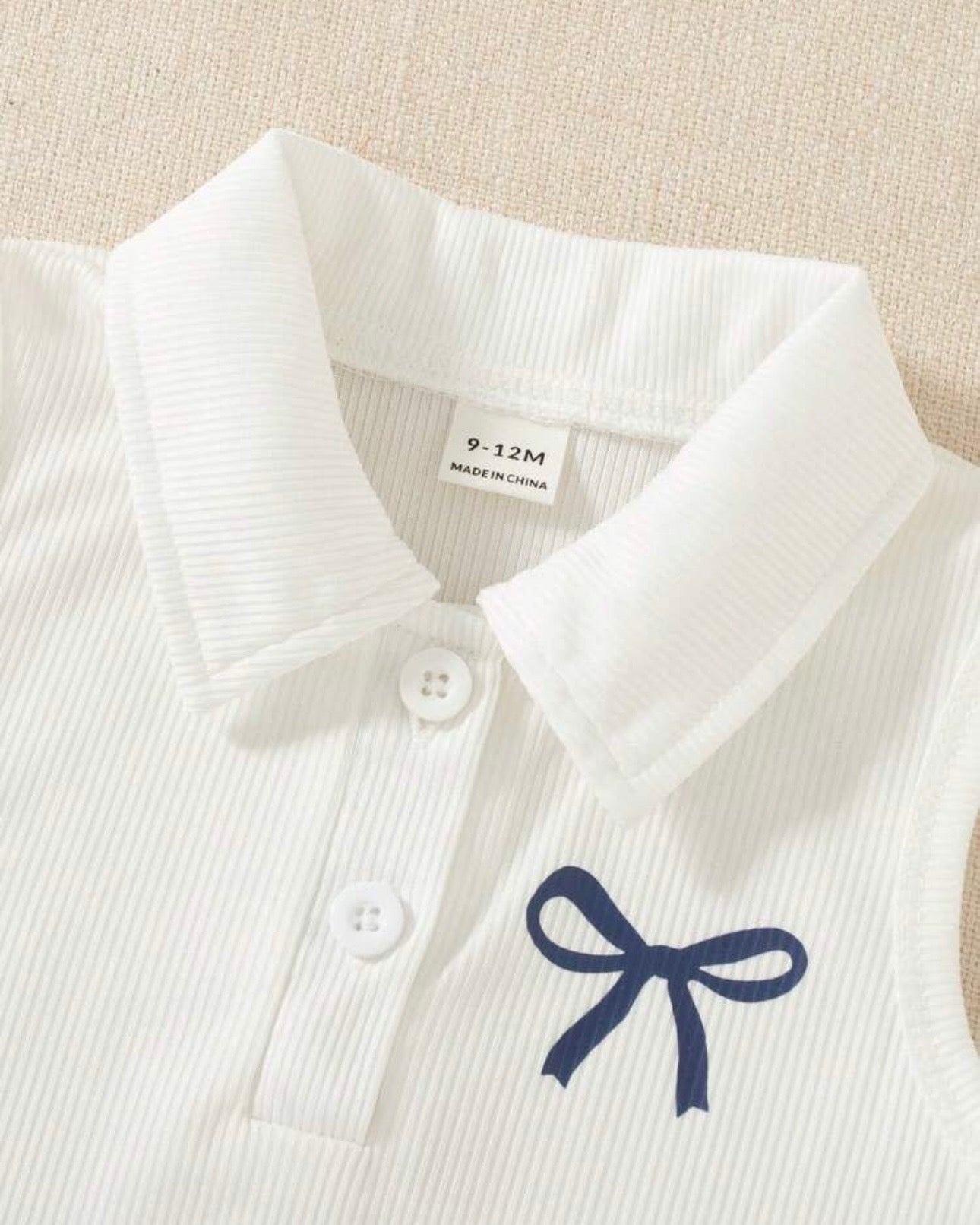 Baby Girl 2pc Blue & White Striped Polo Top & Pleated Skirt Set