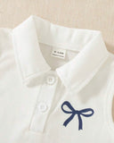 Baby Girl 2pc Blue & White Striped Polo Top & Pleated Skirt Set
