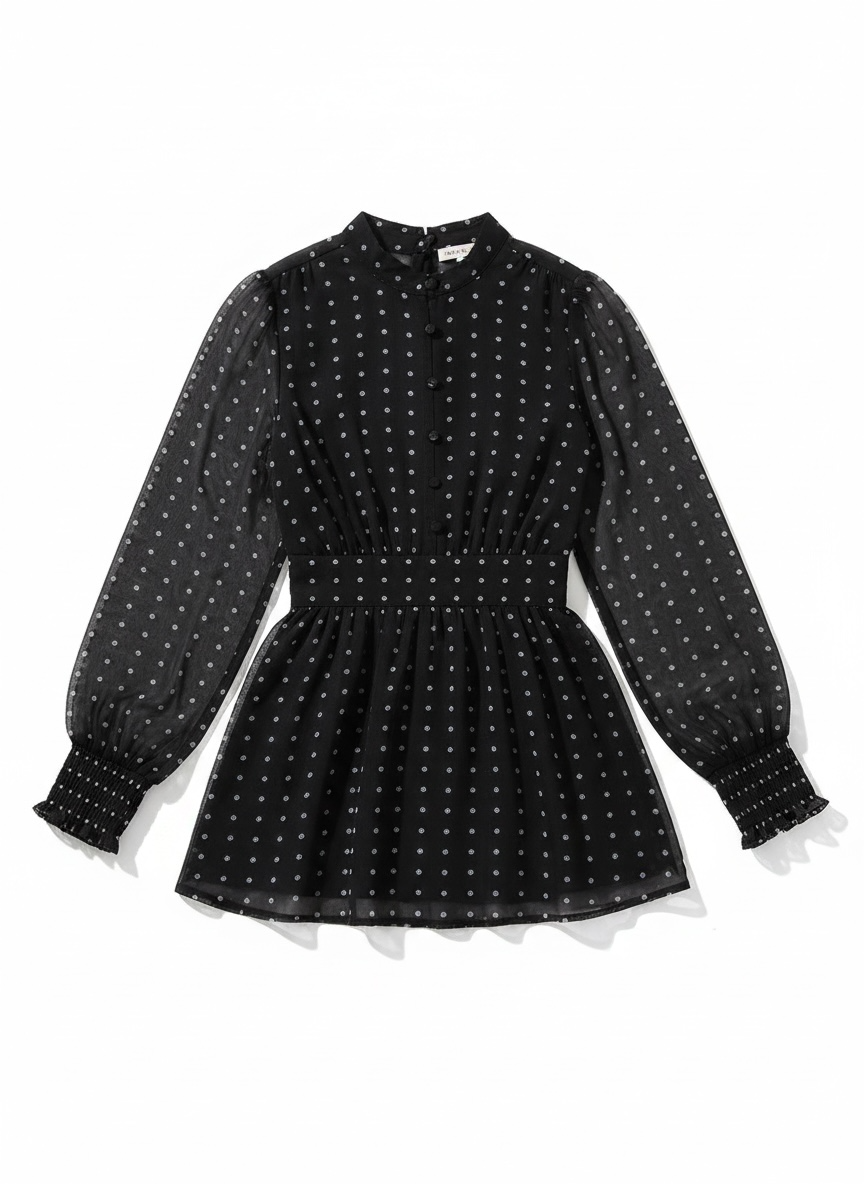 Women's Black Polka Dots Dress for Vacations
