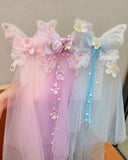 1pc Girls Fairy-Style Colorful Pearl Puff Tulle Bow Ribbon Hair Clip (3 Colors)