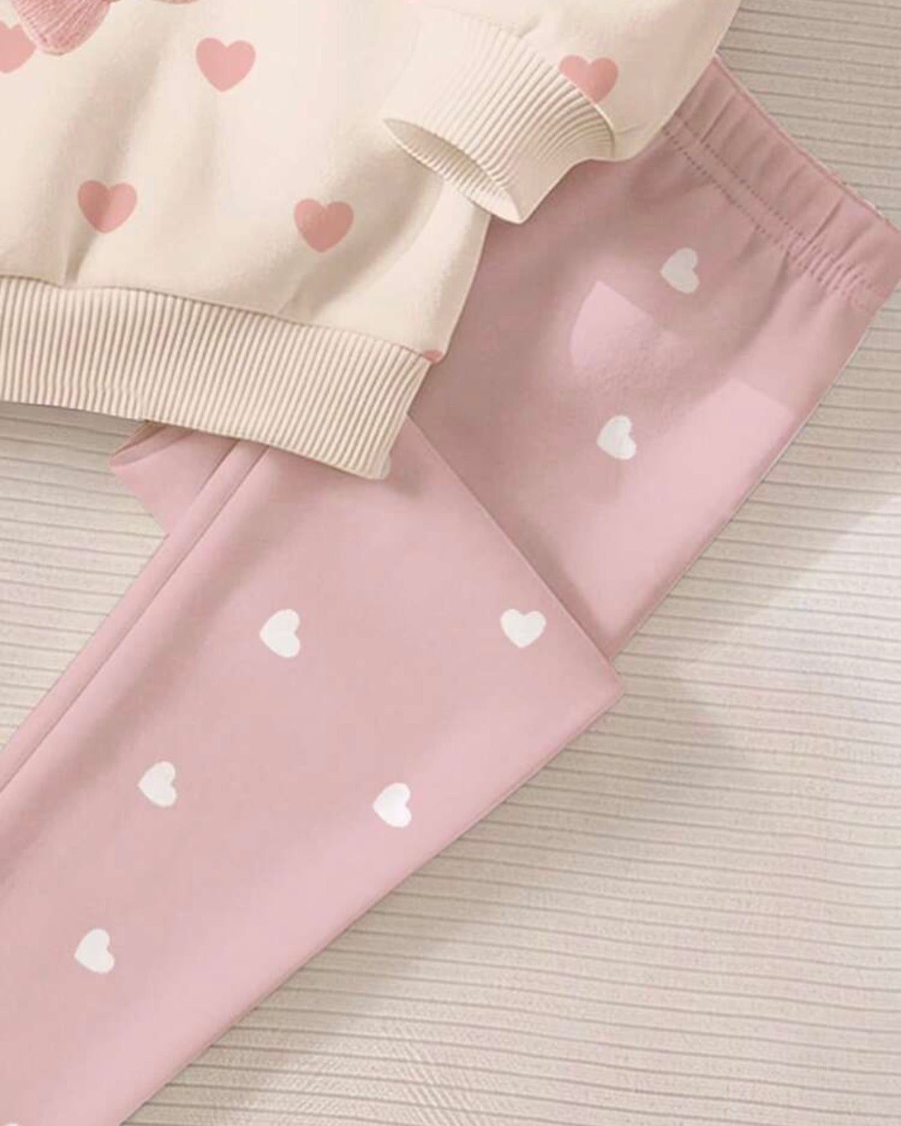 Baby Girl Oatmeal Bear Embroidered Sweatshirt & Leggings Set