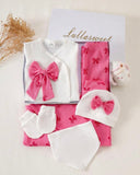6 pc Newborn Baby Girl Cotton Outfit Set – Pink