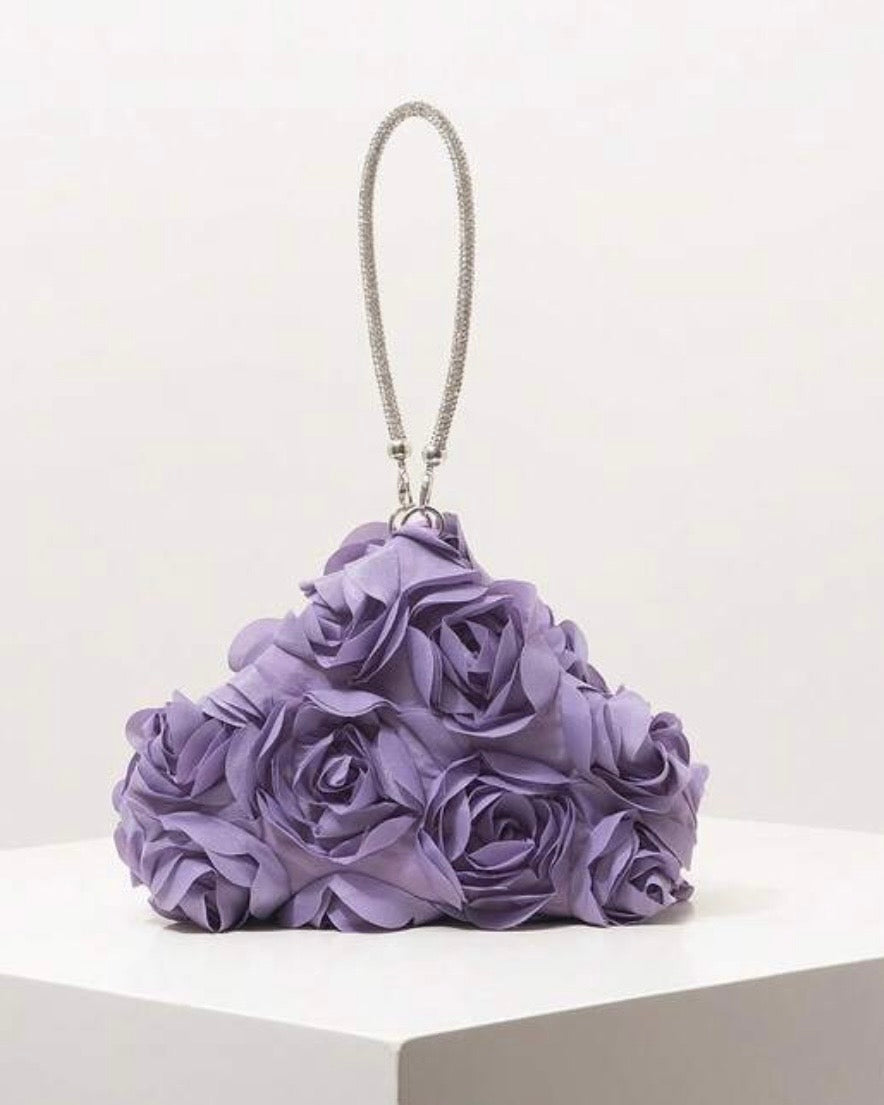 Purple Elegant Floral Mini Wallet & Bridesmaid Party Clutch 