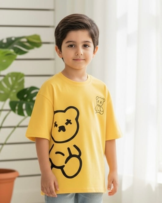 Boys Yellow Cartoon Bear T-Shirt