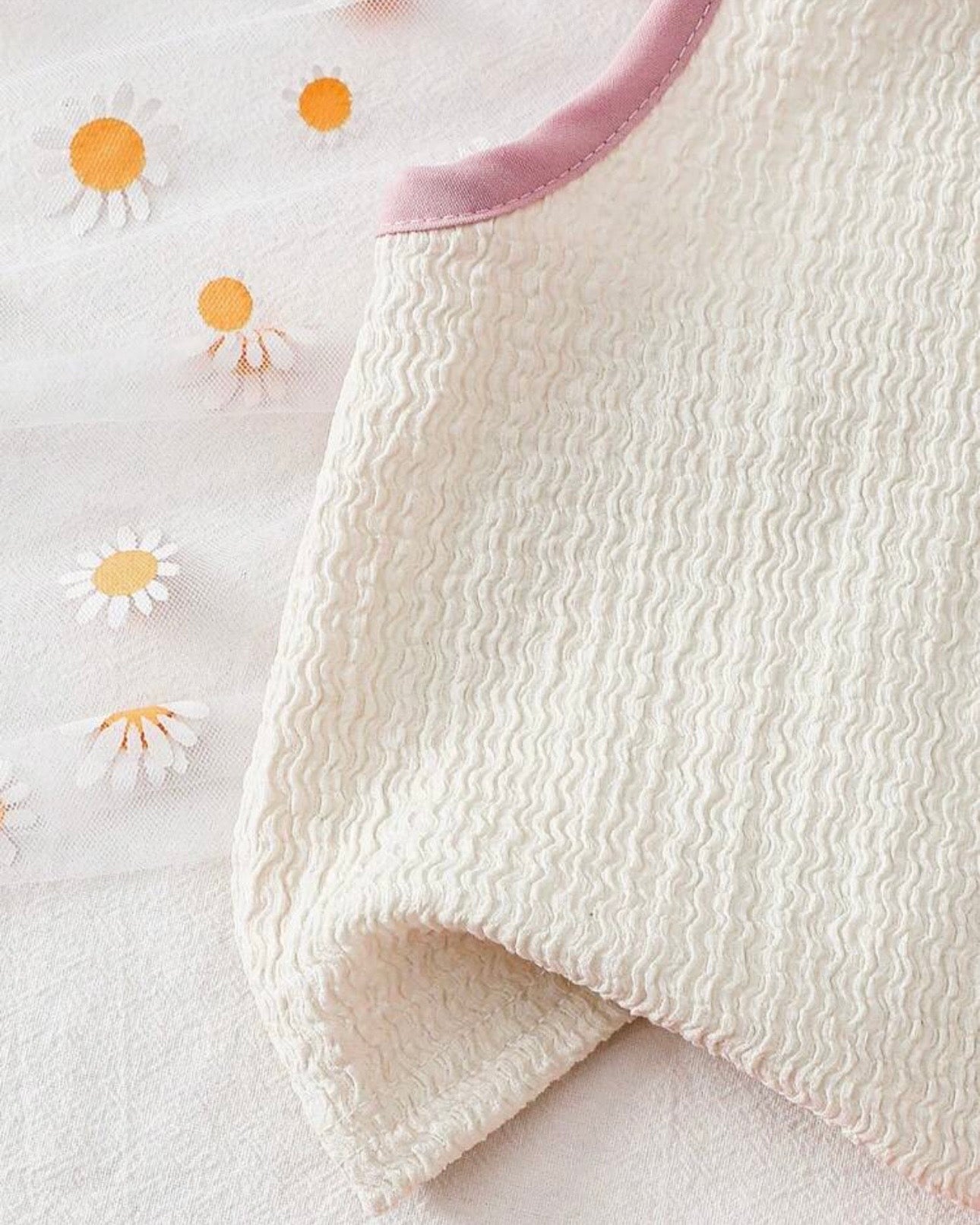Cherry Patch Beige Polo Collar Top & Pink Skirt Set