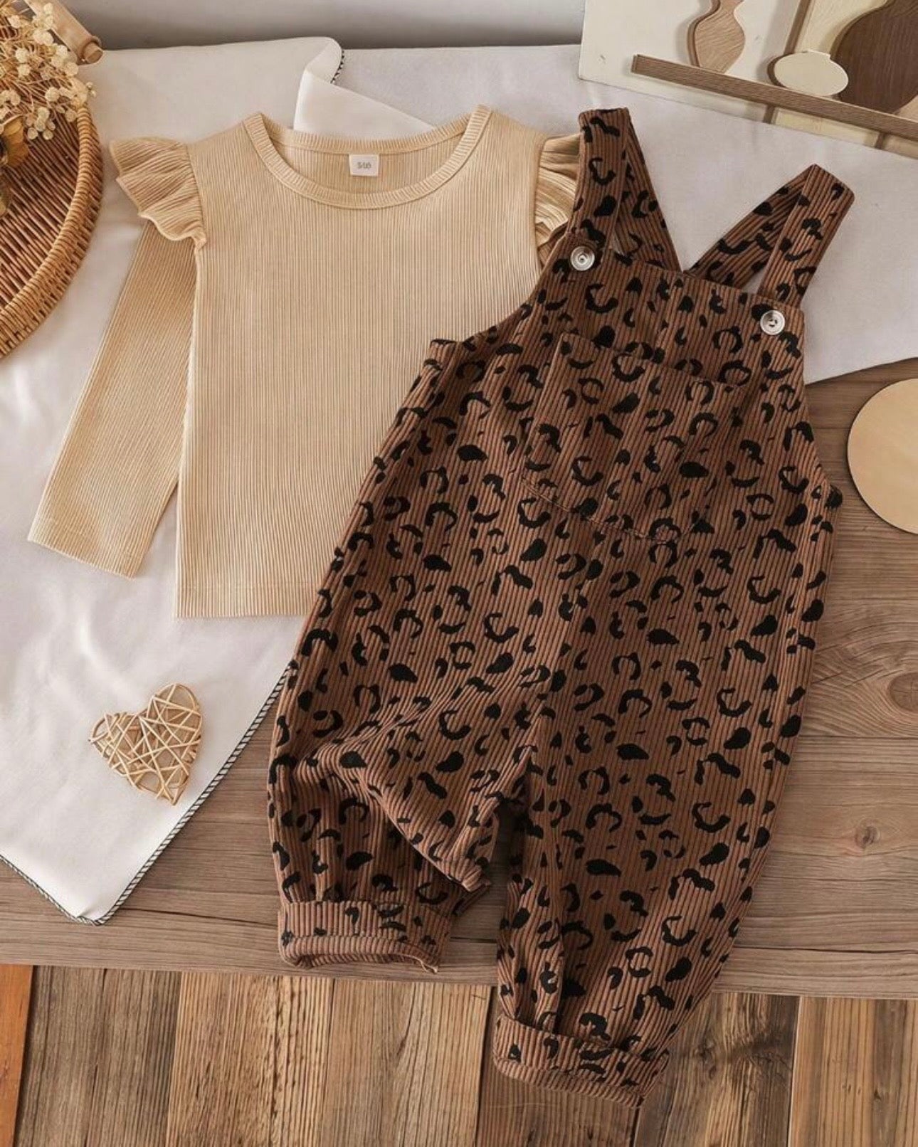 Baby Girl Leopard Print Jumpsuit & Long Sleeve Top Set
