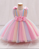 Girls’ Colorful 3D Floral Mesh Party Dress | Elegant Summer Occasion Dress