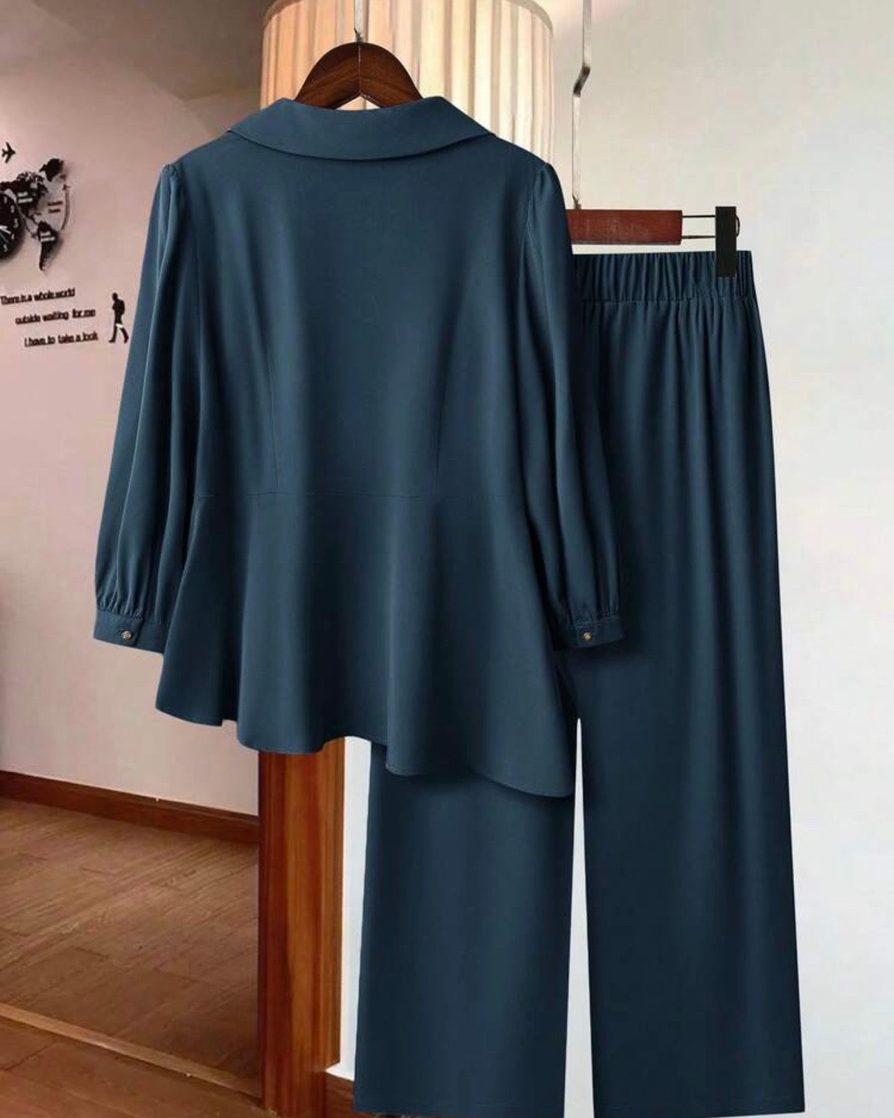 Women Blue Plus Size Co-Ord Set