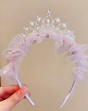 1pc Crown & Pearl Mesh Birthday Headband