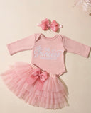 Newborn Baby Girl Romper with Pink Tutu Skirt & Bow Headband
