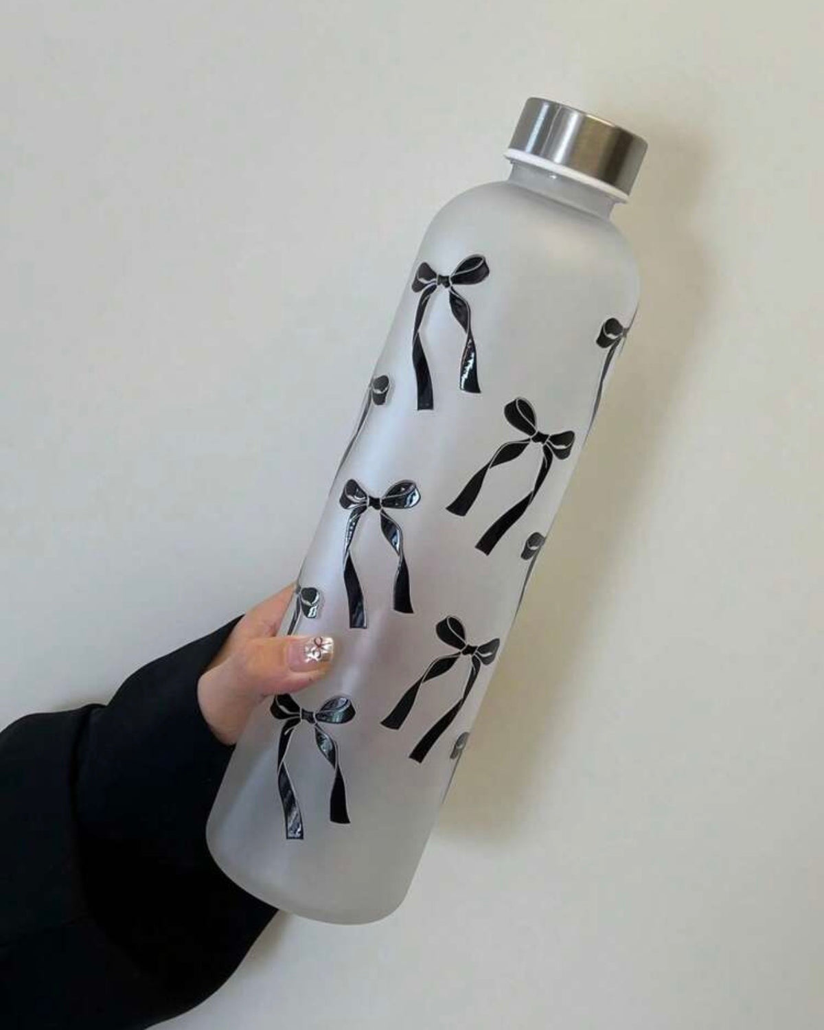 1000ml Bow Print Matte Water Bottle