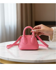 Mini Pink Crossbody Shell Bag with Pendant