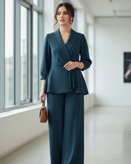 Women Blue Plus Size Co-Ord Set