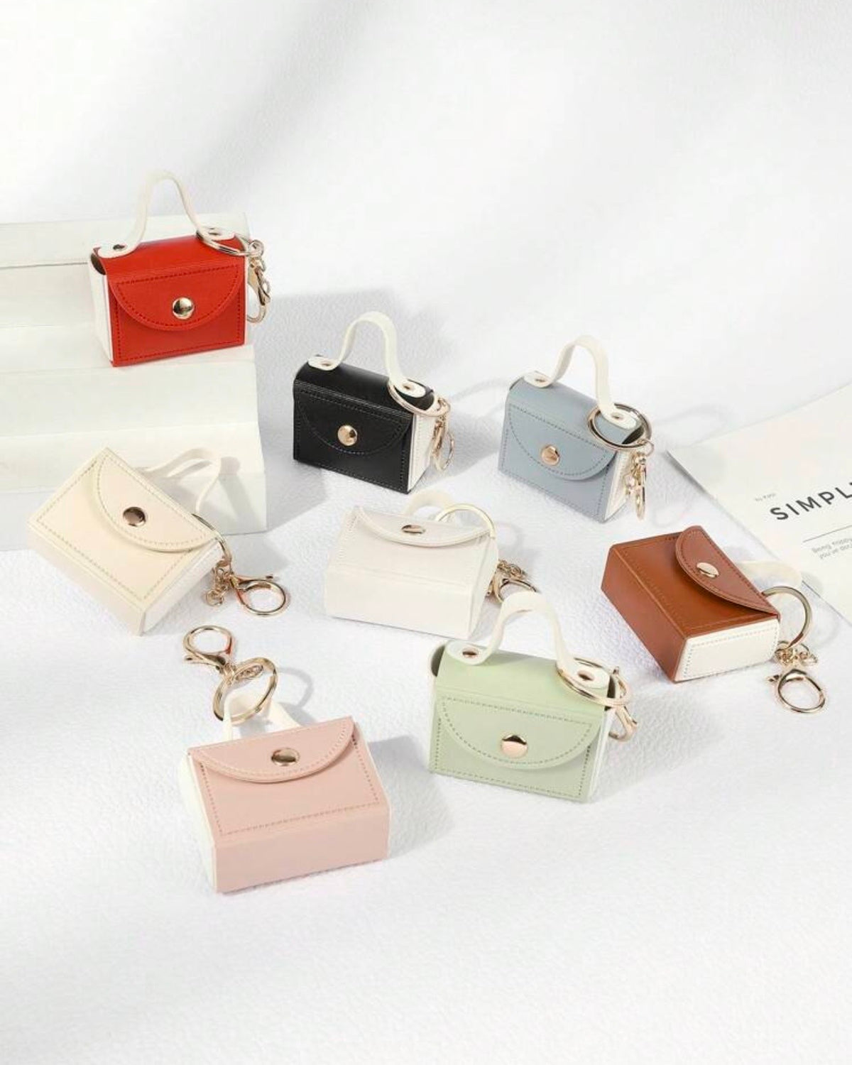 Leather Mini Bag with Holder ( White, Black, Green, Pink, Brown, Blue, Red, Beige)