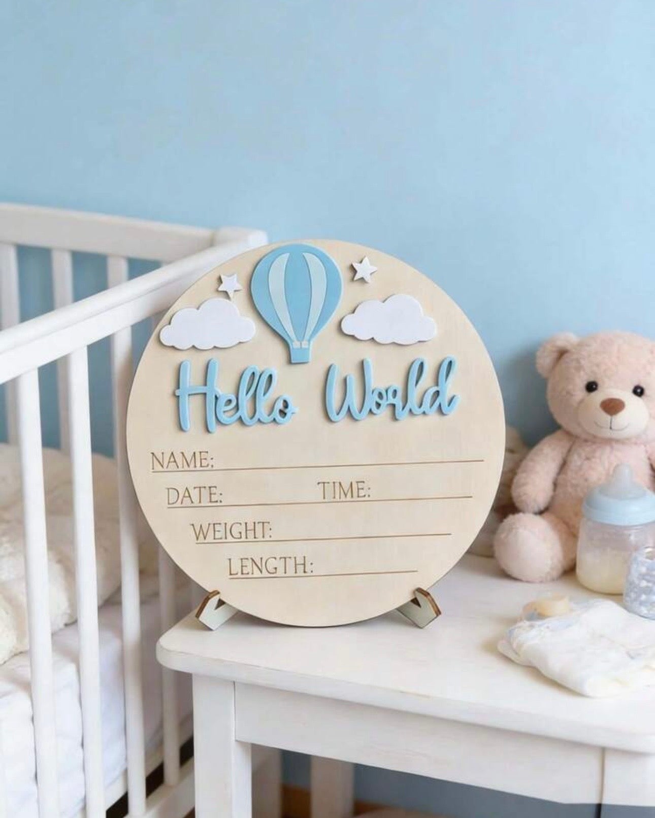 Baby Boy Birth Announcement Wooden Plaque