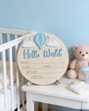 Baby Boy Birth Announcement Wooden Plaque
