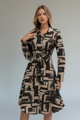 Women's Striped Long Sleeve-Casual Shirt Midi Dress