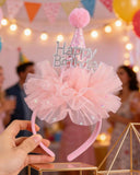 1pc Happy Birthday Pink Tulle Headband