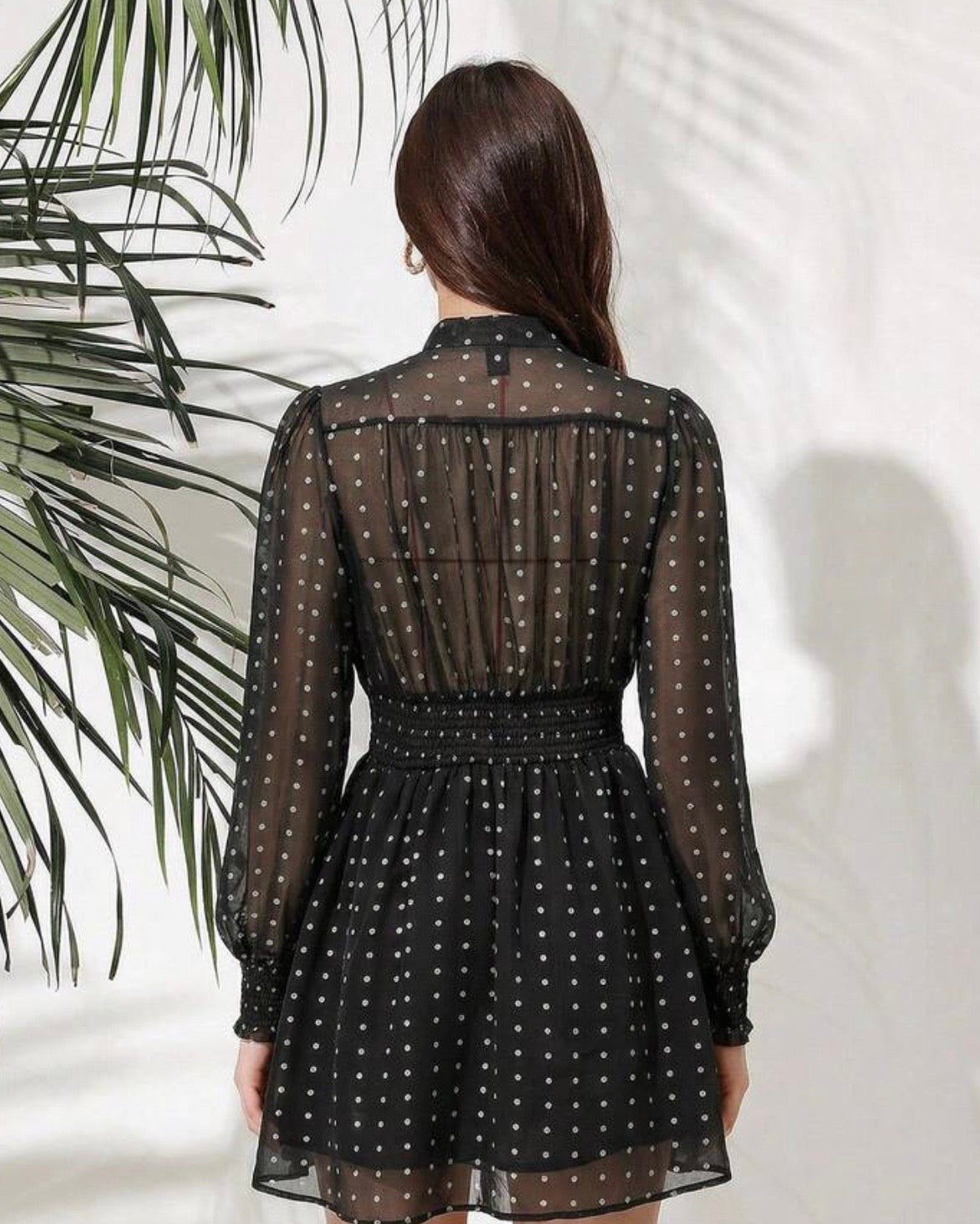 Women's Black Polka Dots Dress for Vacations