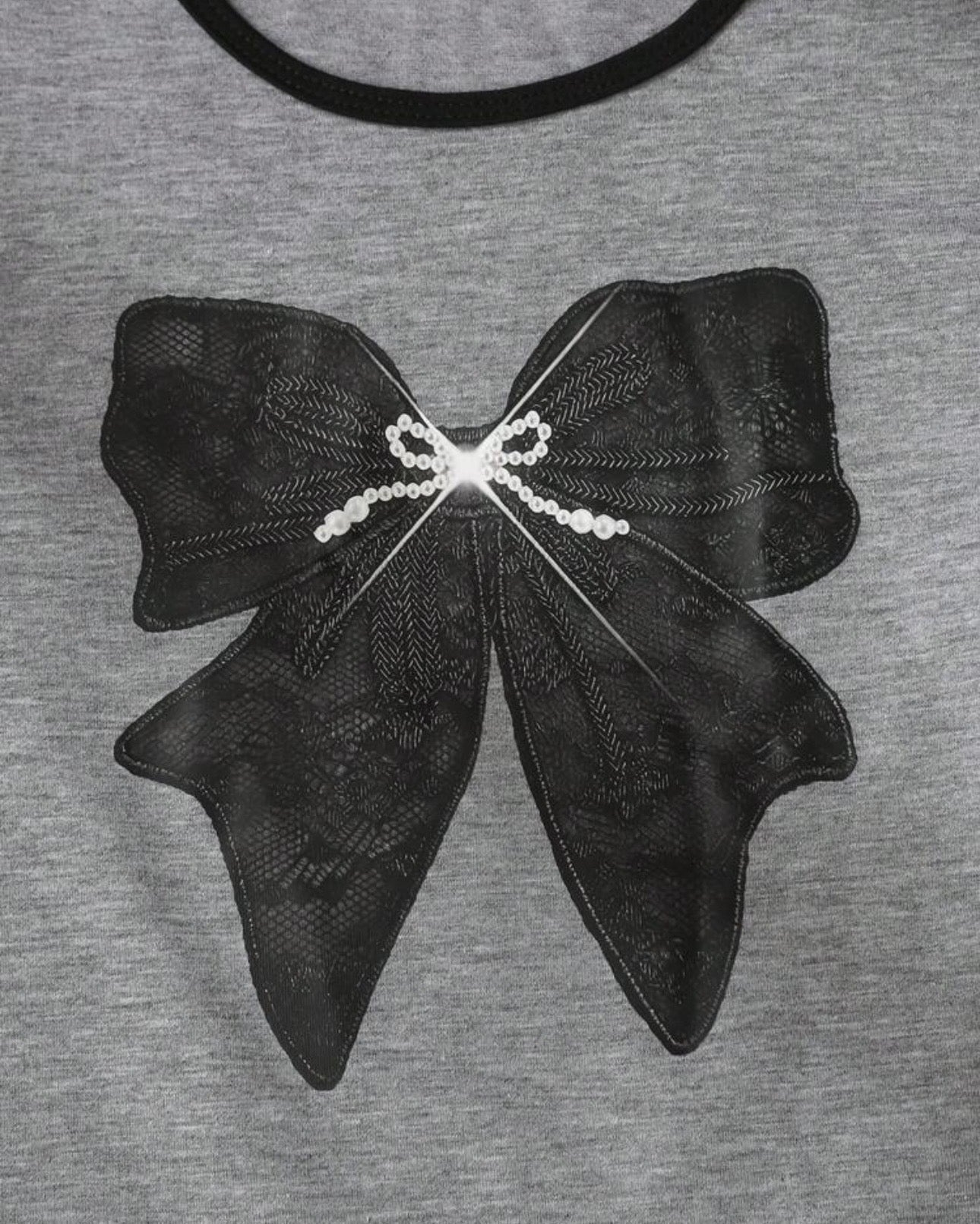 Girls Grey and Black Bow T-Shirt & Pants Set