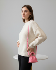 Mini Pink Crossbody Shell Bag with Pendant