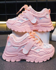 Girls’ Pink Color Casual Sports Shoes – Fashion PU Sneakers for Daily Wear