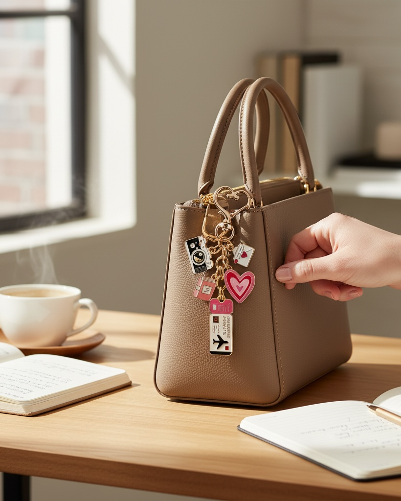 Pink Heart Travel Bag Charm Keychain 💗✈️