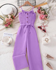 Tween Girls Purple Spaghetti Strap Jumpsuit