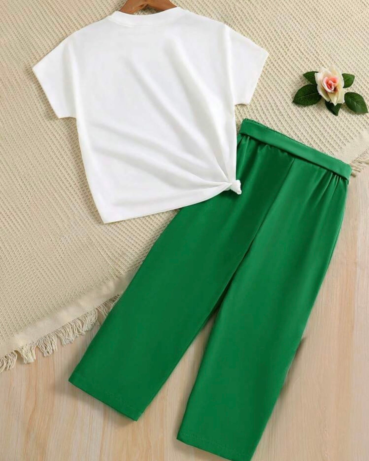 2 Pc Glasses Print Top & Straight Leg Pants (5 Colors)