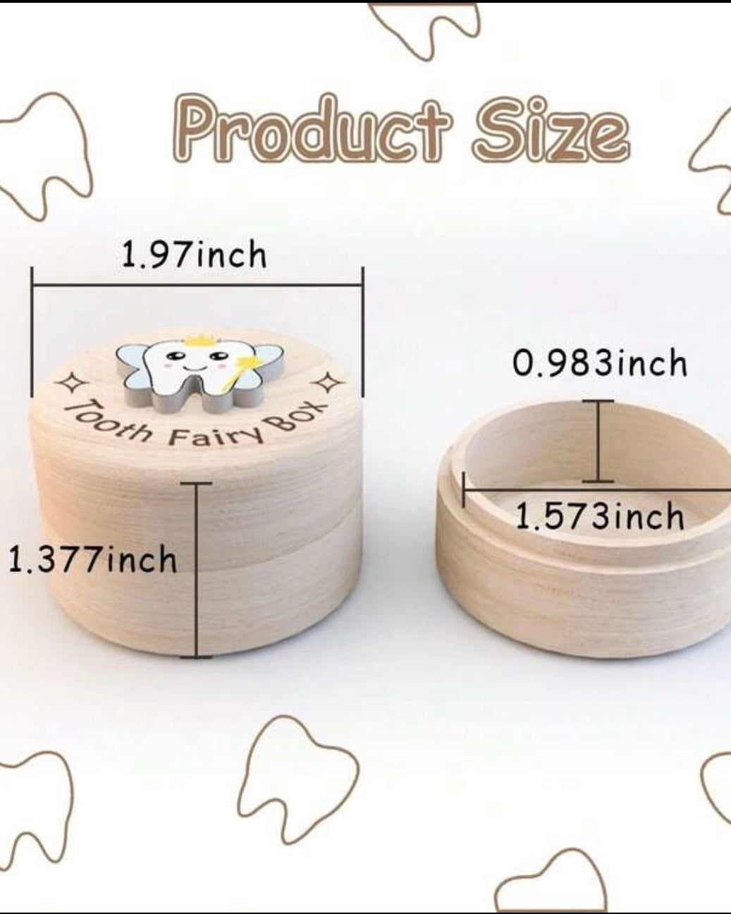 Wooden Tooth Fairy Box with 3D Tooth – Kids Tooth Keepsake Storage