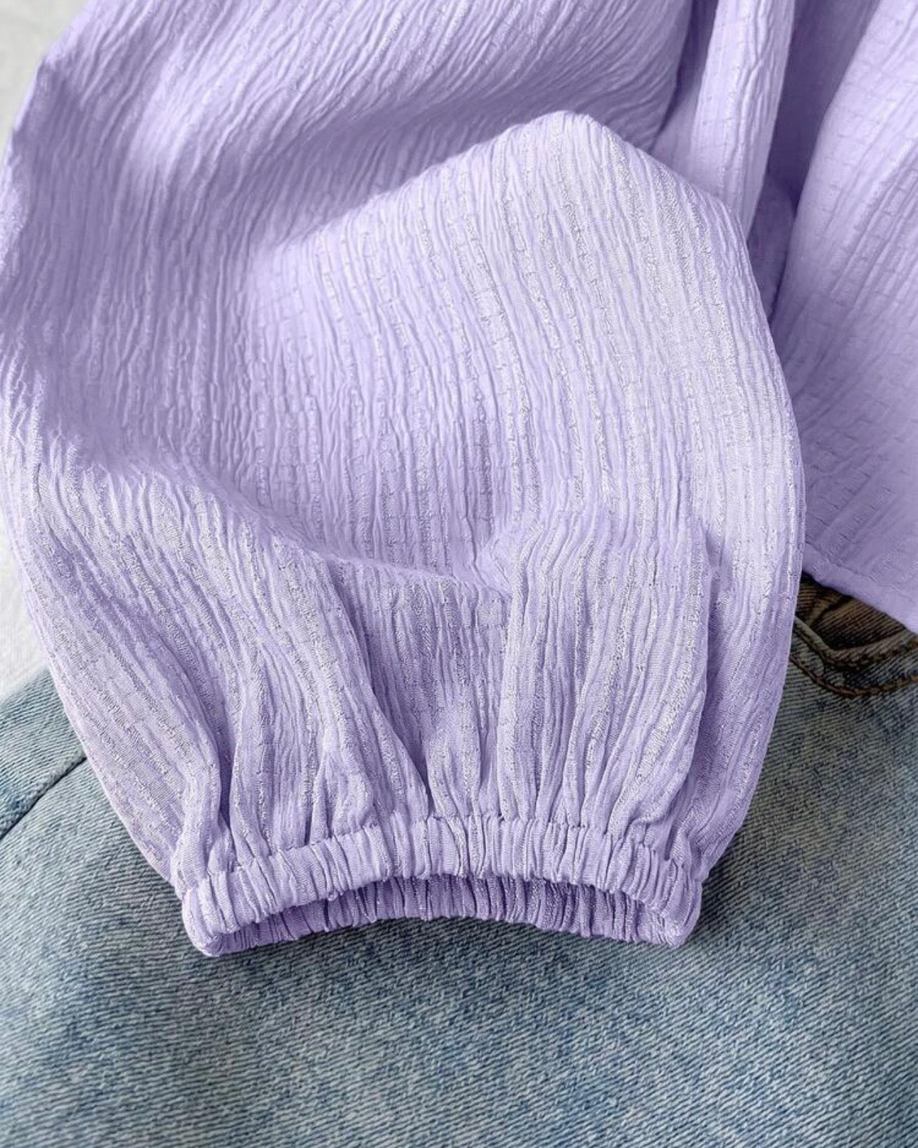 Tween Girls Purple Textured Bow Tie Long Sleeve Shirt