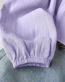 Tween Girls Purple Textured Bow Tie Long Sleeve Shirt