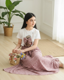 Teen Girls 2-Piece White Graphic Knit T-Shirt & Ditsy Floral Skirt Set