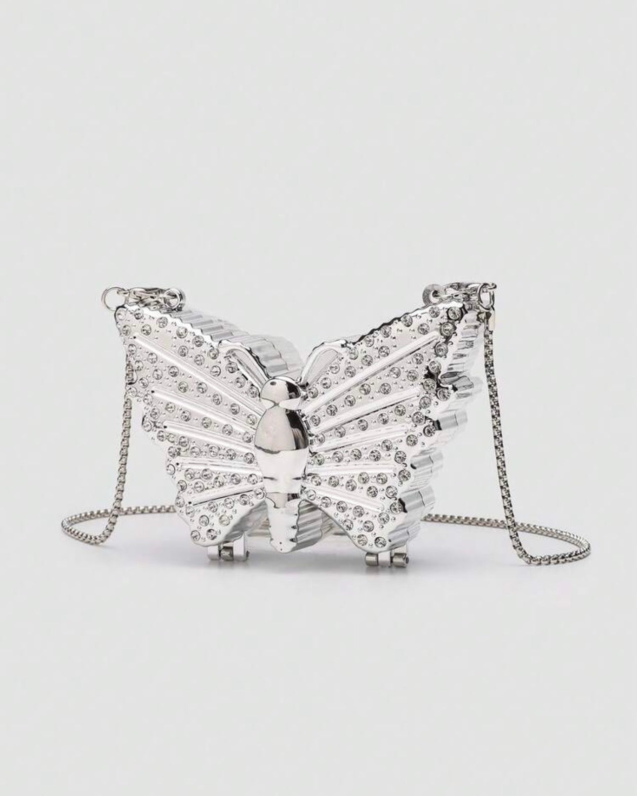 🦋 Mini Metallic Rhinestone Butterfly Clutch Bag