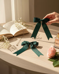 Classic Green Grosgrain Ribbon Hair Bow Clip