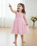 Girls 3D Pink Butterfly Embroidery Tulle Princess Dress