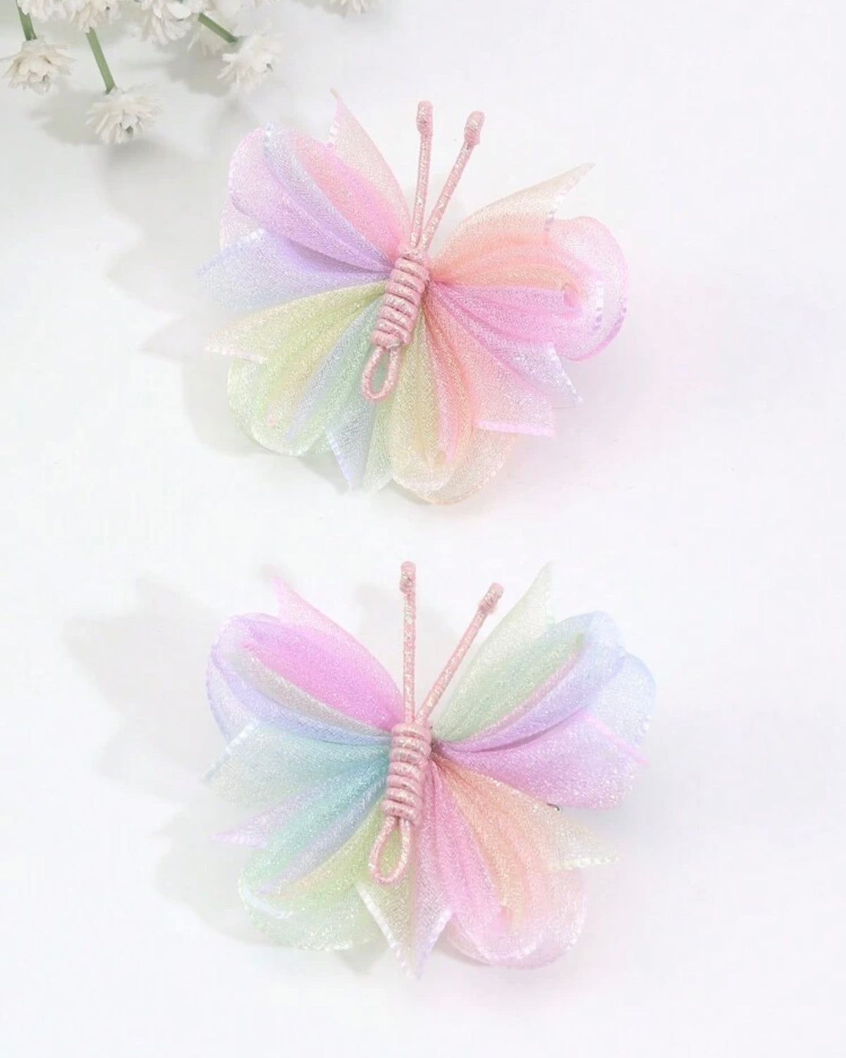 2pcs Premium Chiffon Rainbow Hair Clips