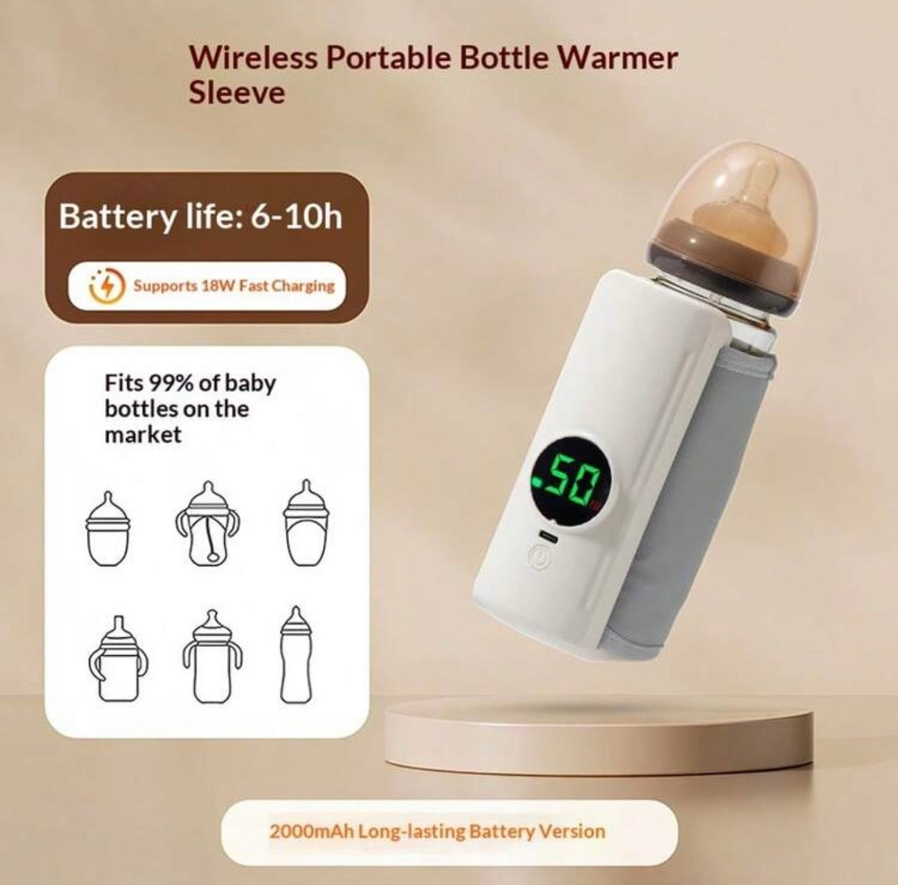 Portable USB Powered Milk Bottle Warmer With Insulation Cover