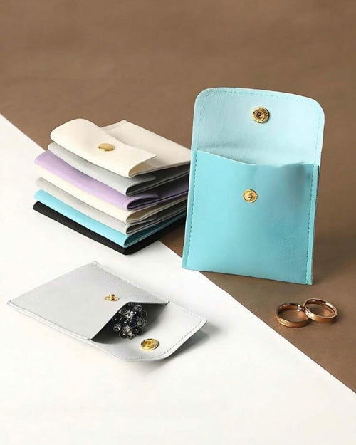 10pc Faux Leather Jewelry Pouches in Multiple Colours