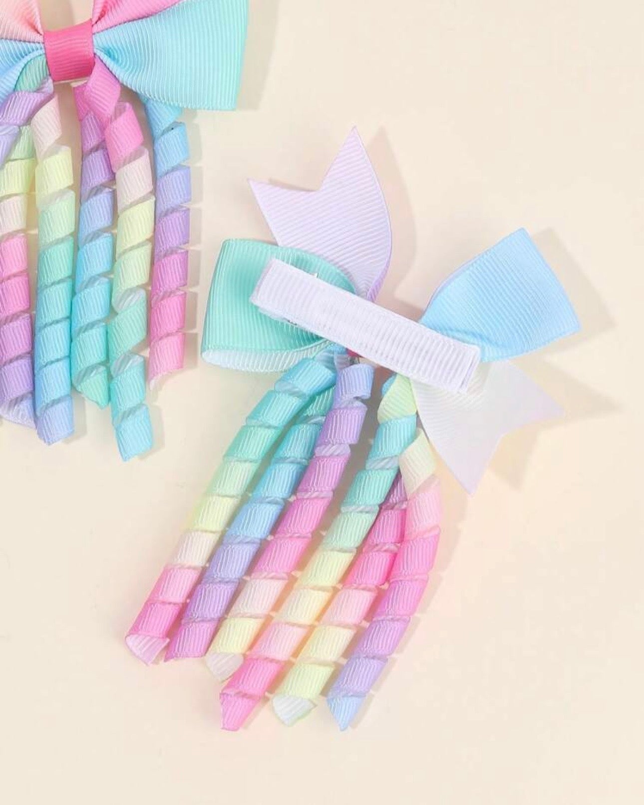 2pcs Curly Rainbow Hair Clips