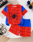 Simple Spiderman Costume Short Sleeve T-Shirt And Shorts Set