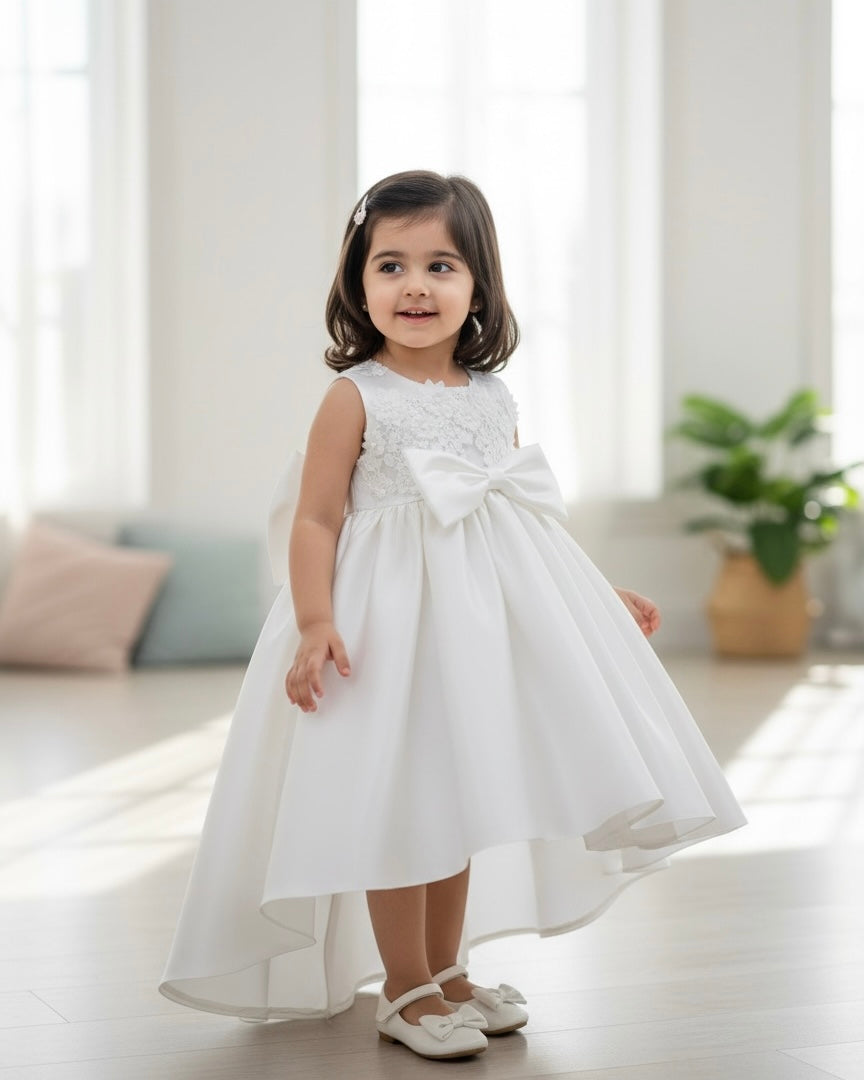 White Rose Bow Princess Dress