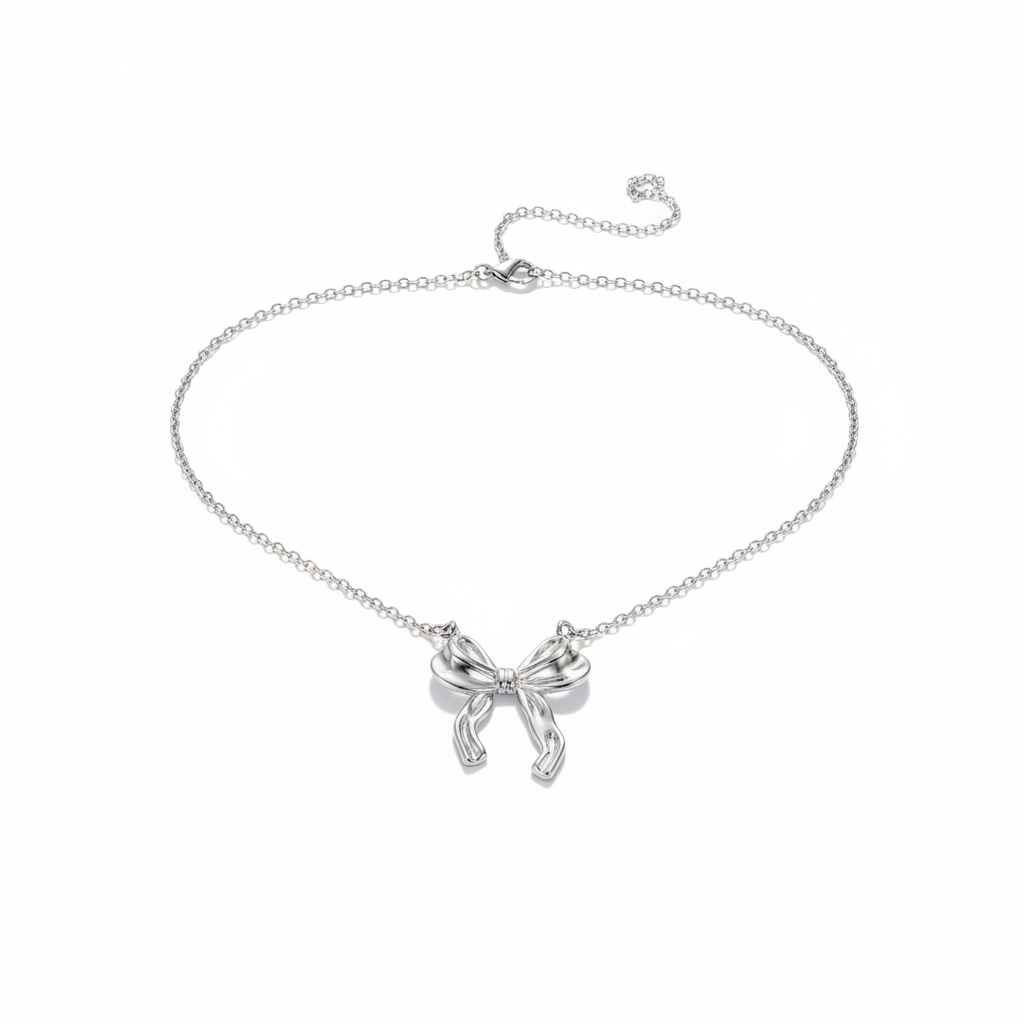 Bowknot Silver Pendant Necklace