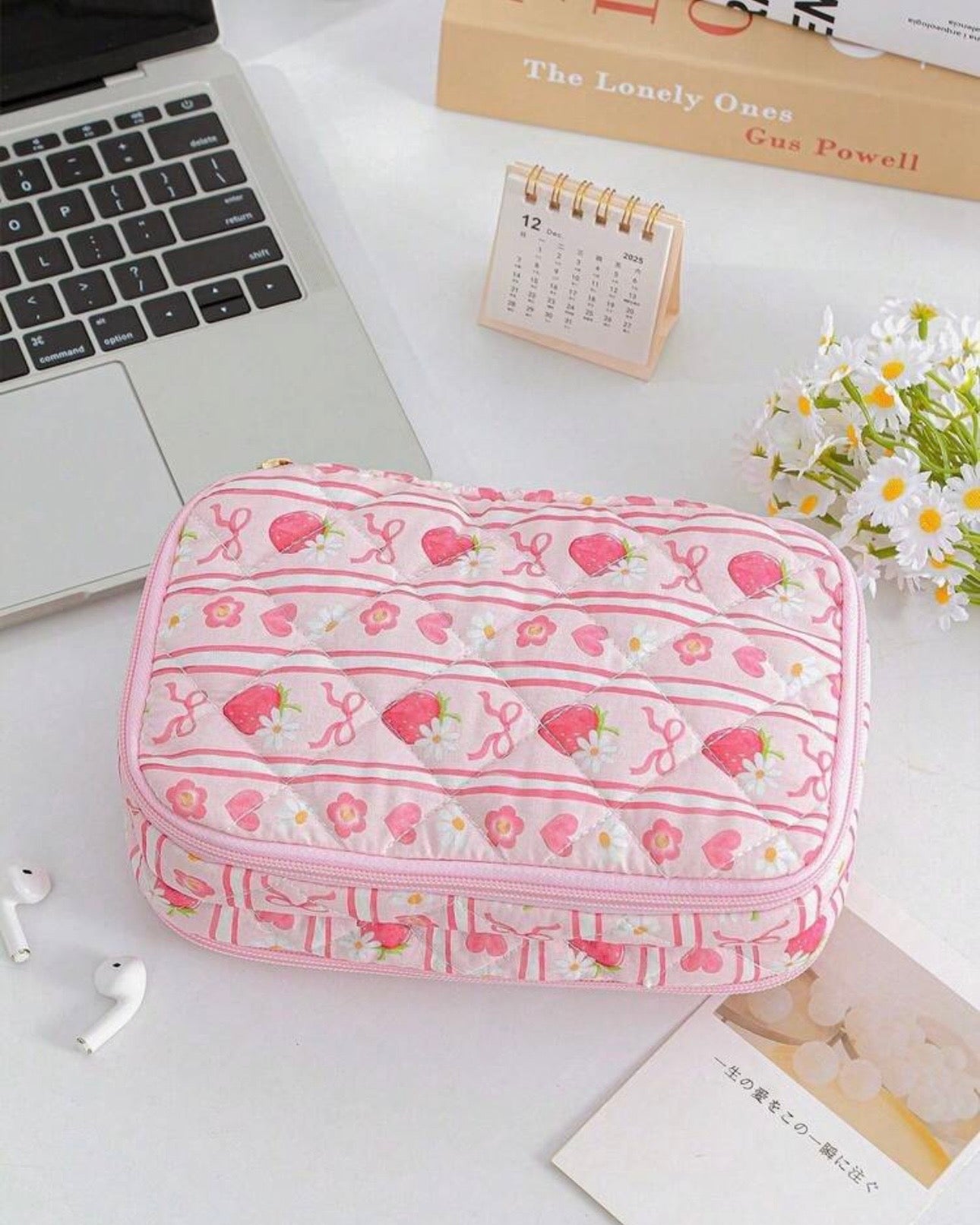 Multicolor Floral Quilted Vanity Organizer Bag