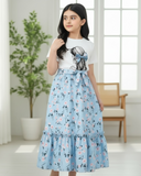 Tween Girls 2-Piece Back View Girl Top & Long Ditsy Floral Skirt