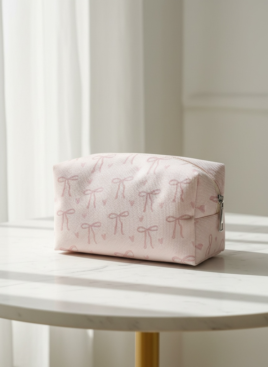 Kawaii Style Pink Bow Vanity Pouch