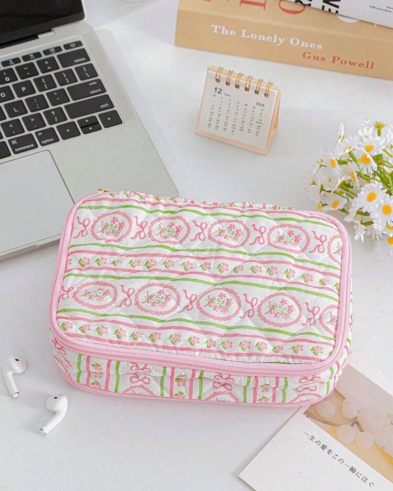 Multicolor Floral Quilted Vanity Organizer Bag